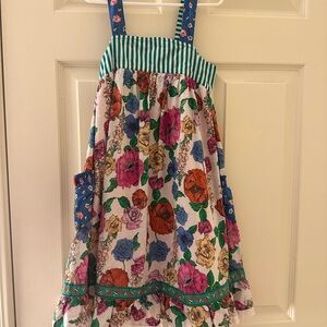 Floral Kids Dress with Blue Straps